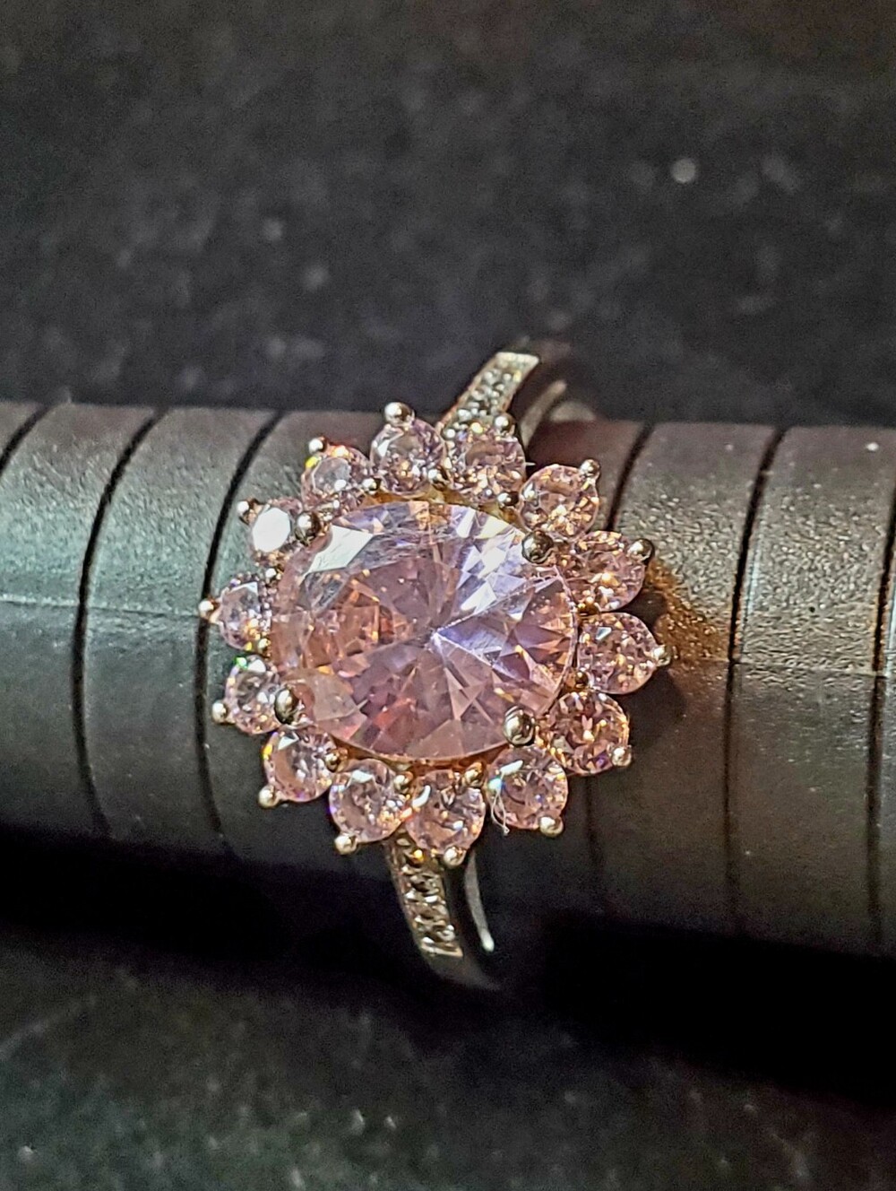New Oval Cut Peach Morganite Anniversary Ring 925 Silver Halo Ring New